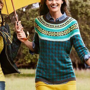 Talbots Nordic Fair Isle Sweater Womens Medium Lambswool Blend Sz.M